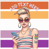 Sticker Lesbienne LGBTQ avec look sarcastique (Recto)
