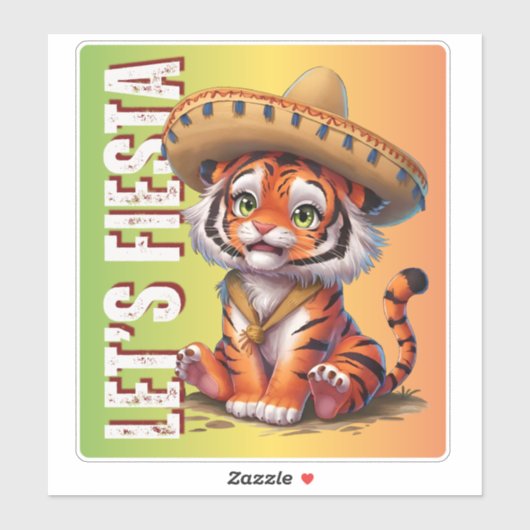 Sticker Let's Fiesta - Tiger Cinco de Mayo (Feuille)