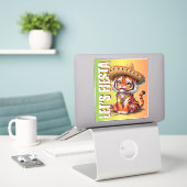 Sticker Let's Fiesta - Tiger Cinco de Mayo (Ordinateur portable sur le bureau)