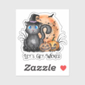 Sticker Let's Get Wicked | Black Witch Cat (Feuille)