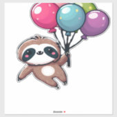 Sticker Let's Hang Out It's My Birthday Balloon Sloth , Cu (Feuille)