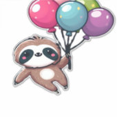 Sticker Let's Hang Out It's My Birthday Balloon Sloth , Cu (Devant)