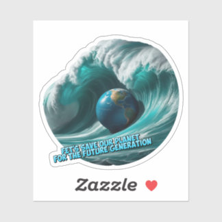 Sticker let's save our planet for the future generation