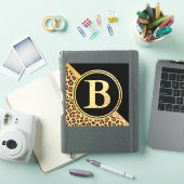 Sticker Letter B Monogram Leopard Print Gold and Black (Couverture iPad)