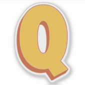 Sticker Letter Q Monogram, Bold 3D Type Font Initial  (Devant)