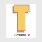 Sticker Letter T Monogram, Bold 3D Type Font Initial (Feuille)