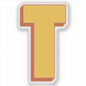 Sticker Letter T Monogram, Bold 3D Type Font Initial (Devant)