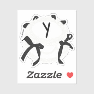 Sticker Letter Y Initial Black And White Bow Vintage Cake