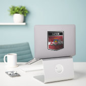 Sticker Lettonie (Ordinateur portable sur le bureau)