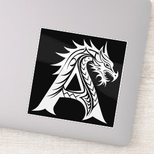 Sticker Lettre A de style dragon, alphabet du dragon, mono