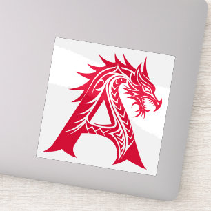 Sticker Lettre A de style dragon, alphabet du dragon, mono