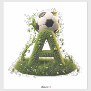 Sticker Lettre A en topiaire d'herbe verte avec ballon de