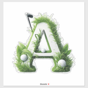 Sticker Lettre A Herbe Verte Avec Clubs de Golf : Sport, N