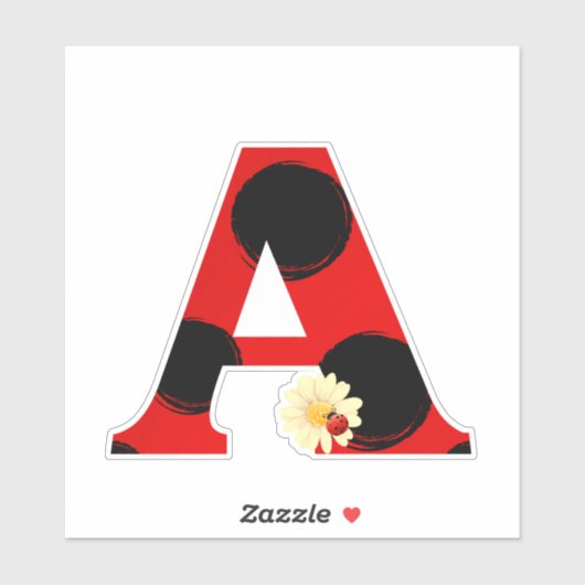 Sticker Lettre A Ladybug Imprimer avec Ladybug et Flower (Feuille)