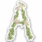Sticker Lettre A - Nature Un Monogramme Nom avec fleurs (Recto)