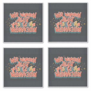 STICKER LETTRE ALLEMANDE DE NOËL WIR WUNSCHEN ALLEN FROH