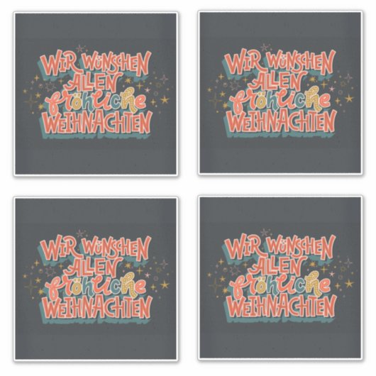 STICKER LETTRE ALLEMANDE DE NOËL WIR WUNSCHEN ALLEN FROH (Devant)