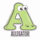 Sticker Lettre alphabet animal - A (aligateur) (Devant)