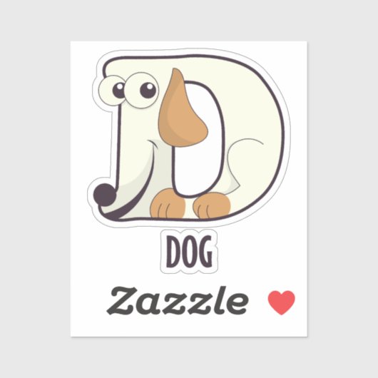 Sticker Lettre alphabet animal - D (Feuille)
