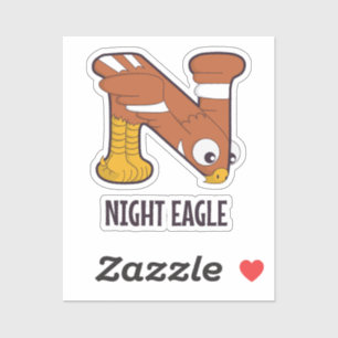 Sticker Lettre alphabet animal - N (Aigle de nuit)
