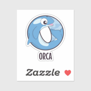 Sticker Lettre alphabet animal - O (Orca)