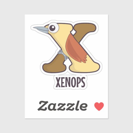 Sticker Lettre alphabet animal - X (Xenops) (Feuille)