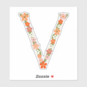 Sticker Lettre alphabet floral "V" (Feuille)