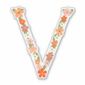 Sticker Lettre alphabet floral "V" (Devant)