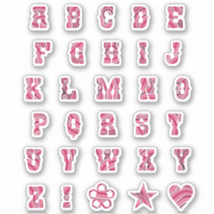 Sticker LETTRE Alphabet Pretty Pink Swirls Initiales tenda