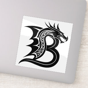 Sticker Lettre B de style dragon, Alphabet Dragon, Monogra