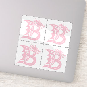 Sticker Lettre B de style dragon, Alphabet Dragon, Monogra