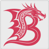 Sticker Lettre B de style dragon, alphabet du dragon, mono (Devant)