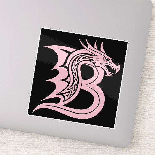 Sticker Lettre B de style dragon, alphabet du dragon, mono (Détail)