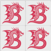 Sticker Lettre B de style dragon, alphabet du dragon, mono (Devant)