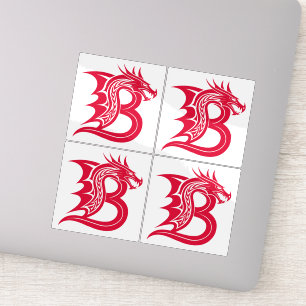 Sticker Lettre B de style dragon, alphabet du dragon, mono