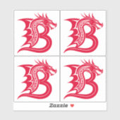 Sticker Lettre B de style dragon, alphabet du dragon, mono (Feuille)