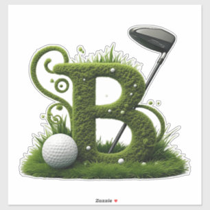 Sticker Lettre B Herbe Verte Avec Clubs De Golf : Sport, N