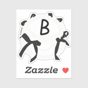 Sticker Lettre B initiale noir et blanc noeud papillon vin