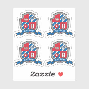 Sticker Lettre B nom personnalisé Bryson loup chien cheval