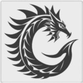 Sticker Lettre C de style dragon, alphabet du dragon, mono (Devant)