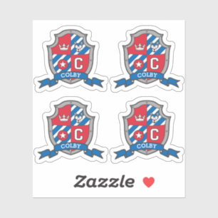 Sticker Lettre C nom personnalisé Colby loup chien chevali