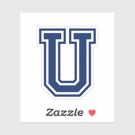 Sticker Lettre couleur personnalisée U sporty college poli (Feuille)