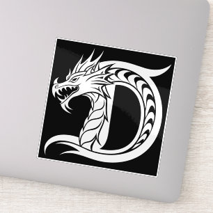 Sticker Lettre D de style dragon, Alphabet du dragon, Mono