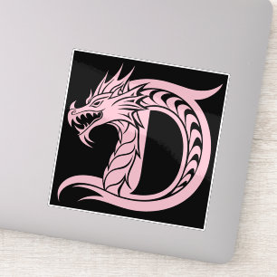 Sticker Lettre D de style dragon, alphabet du dragon, mono