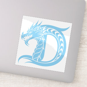 Sticker Lettre D de style dragon, alphabet du dragon, mono