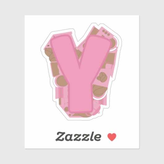 Sticker Lettre de café Y : monogramme initial  (Feuille)