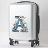 Sticker Lettre Décorative A Avec Émail Bleu (Sur valise)