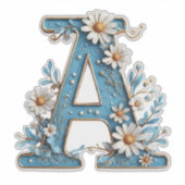 Sticker Lettre Décorative A Avec Émail Bleu (Devant)