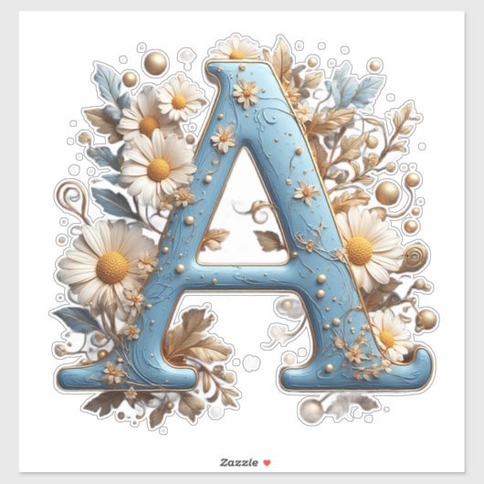 Sticker Lettre Décorative A Avec Émail Bleu (Feuille)