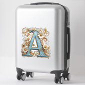 Sticker Lettre Décorative A Avec Émail Bleu (Sur valise)